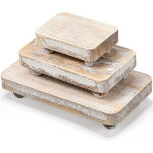 3 Pcs Vintage Wooden Risers for Display Wood Pedestal Stand Wooden Risers